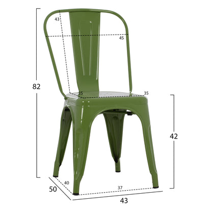 DINING CHAIR MELITA HM8641.13 METAL IN LIGHT OLIVE GREEN COLOR 43x50x82Hcm.
