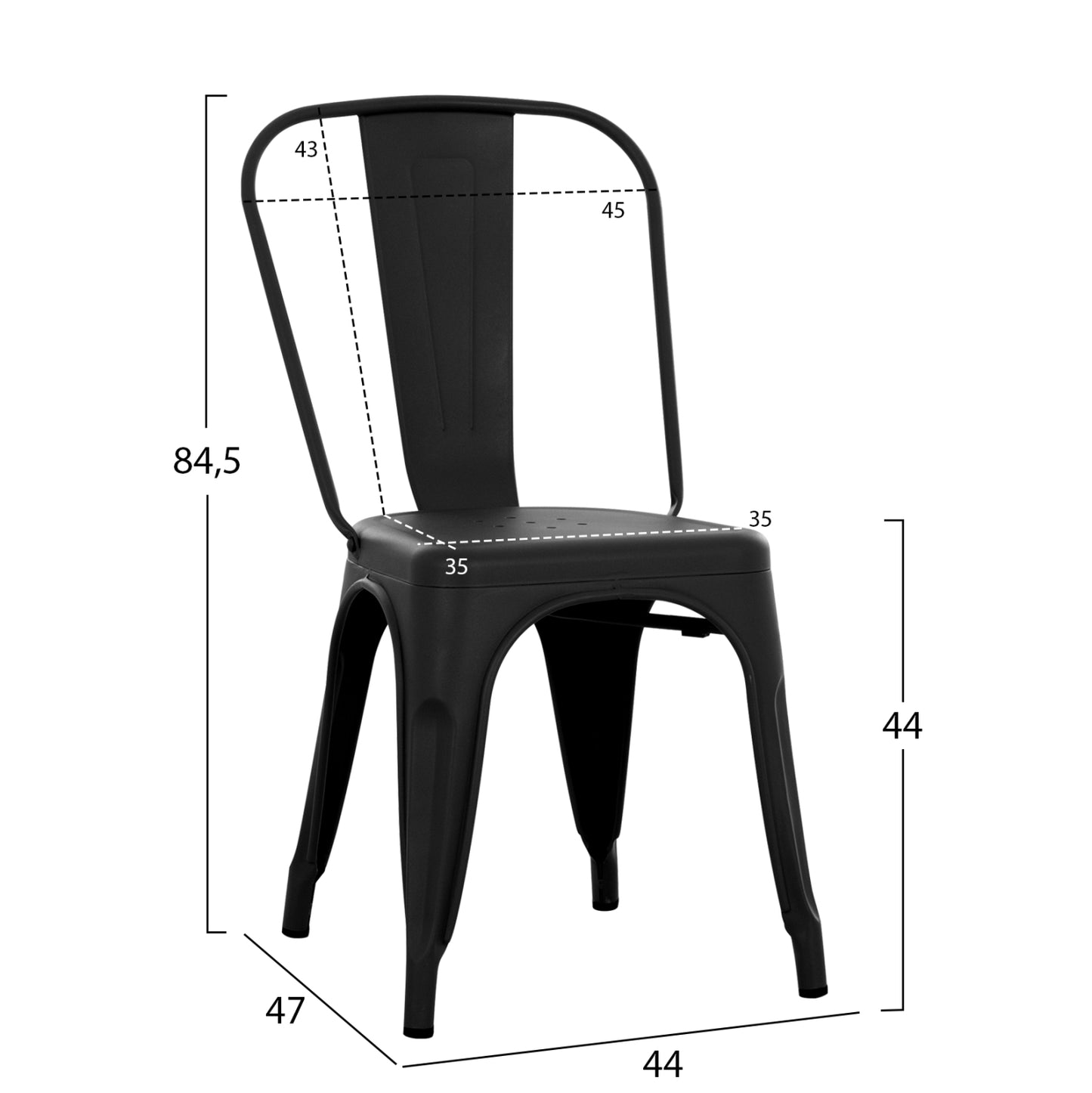 DINING CHAIR MELITA-PRO HM8641.42 METAL IN MATTE BLACK 44x47x84.5Hcm.