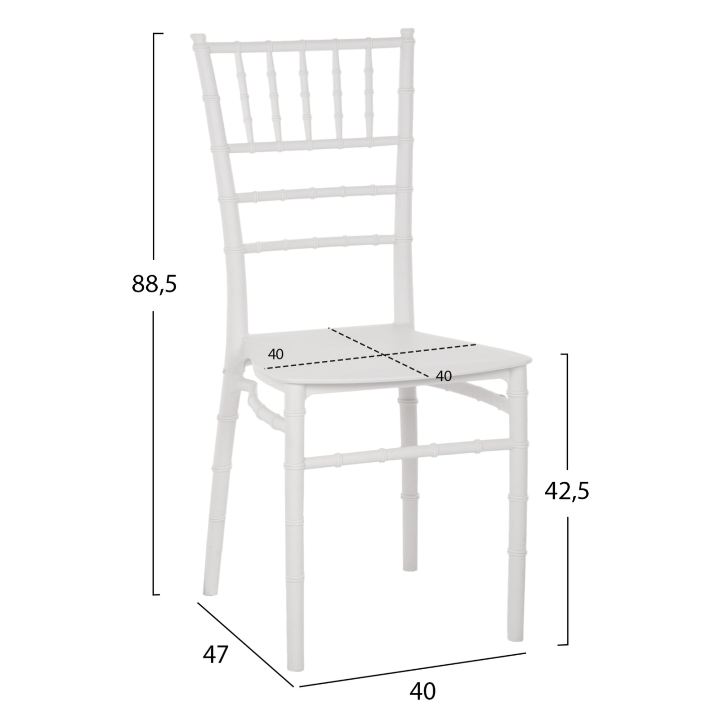 CHAIR POLYPROPYLENE CATERING HM8058.31 TIFFANY IN WHITE 39x46x88Υεκ.