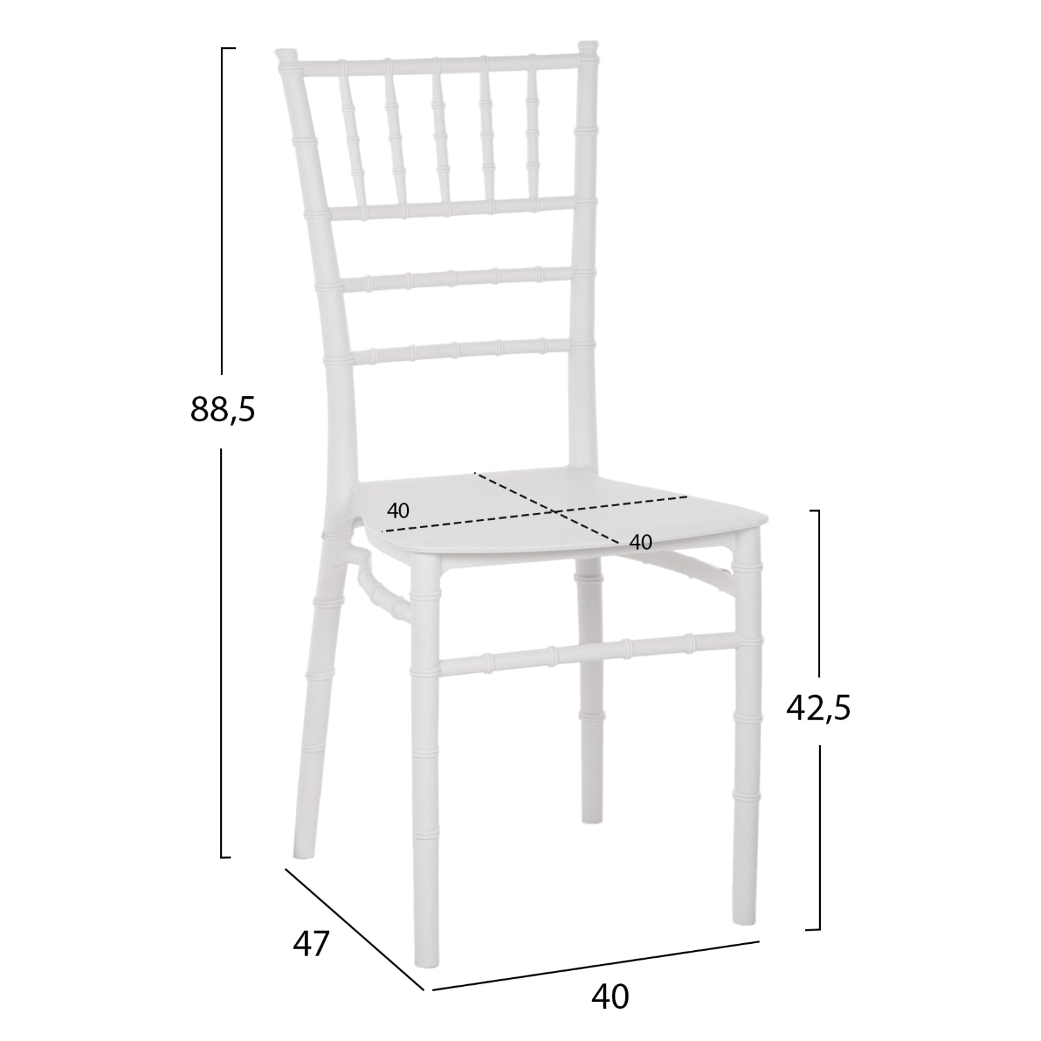 CHAIR POLYPROPYLENE CATERING HM8058.31 TIFFANY IN WHITE 39x46x88Υεκ.