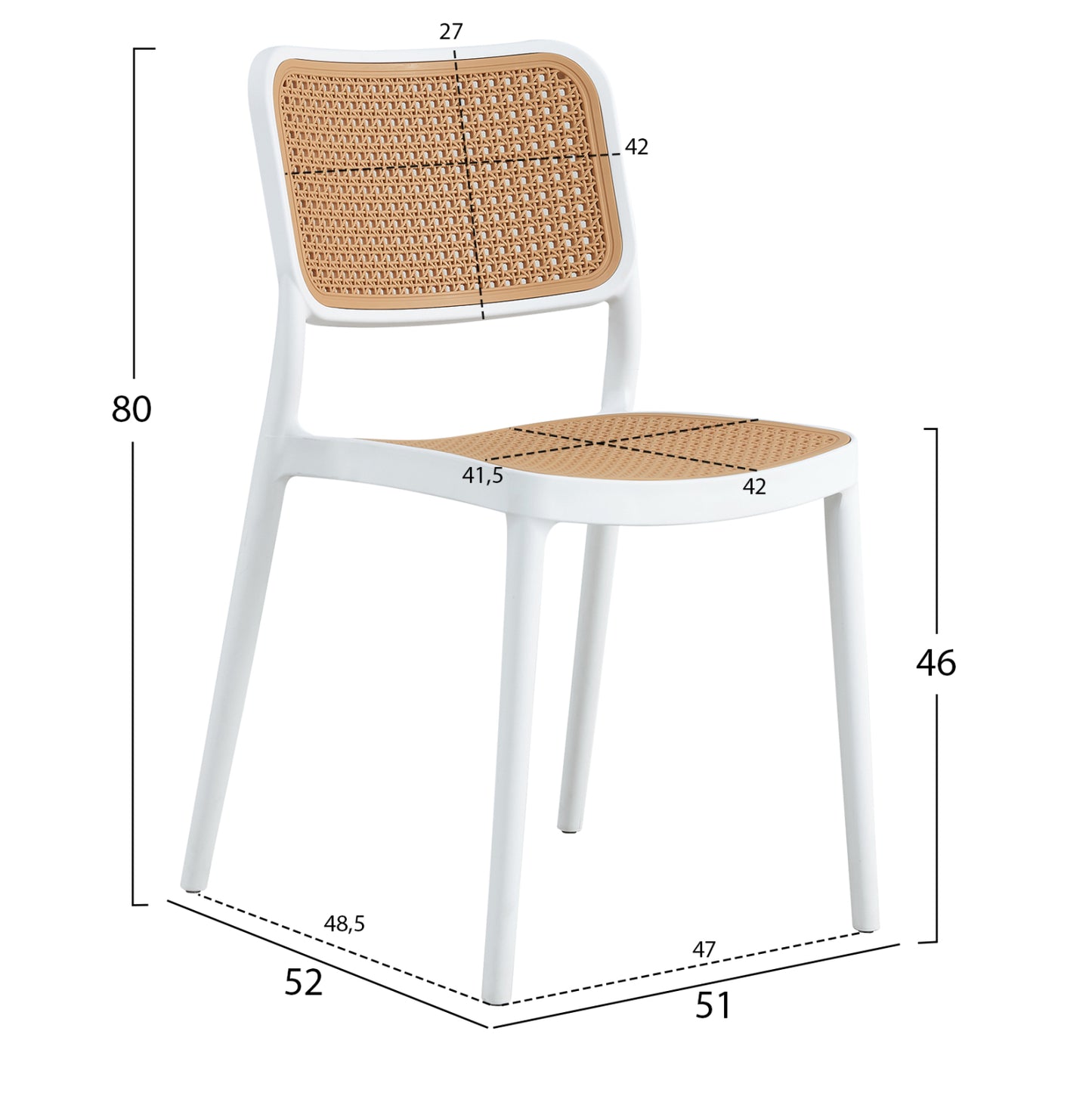 CHAIR POLYPROPYLENE MEKO HM5934.01 WHITE AND BEIGE 51x52x80Hcm.