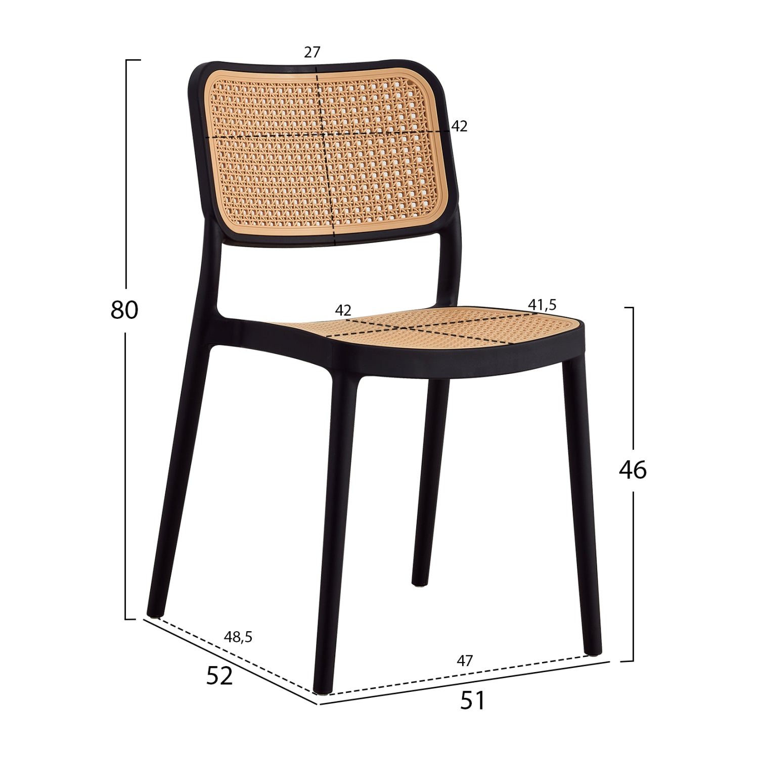 CHAIR POLYPROPYLENE MEKO HM5934.02 BLACK AND BEIGE 51x52x80Hcm.