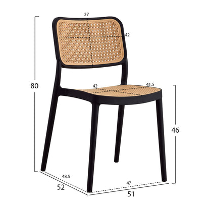 CHAIR POLYPROPYLENE MEKO HM5934.02 BLACK AND BEIGE 51x52x80Hcm.