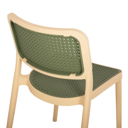 CHAIR POLYPROPYLENE MEKO HM5934.04 BEIGE AND OLIVE GREEN 51x52x80Hcm.