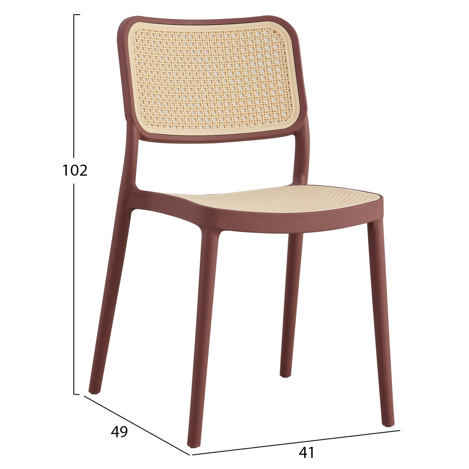 CHAIR POLYPROPYLENE MEKO HM5934.05 MAROON AND BEIGE 51x52x80Hcm.