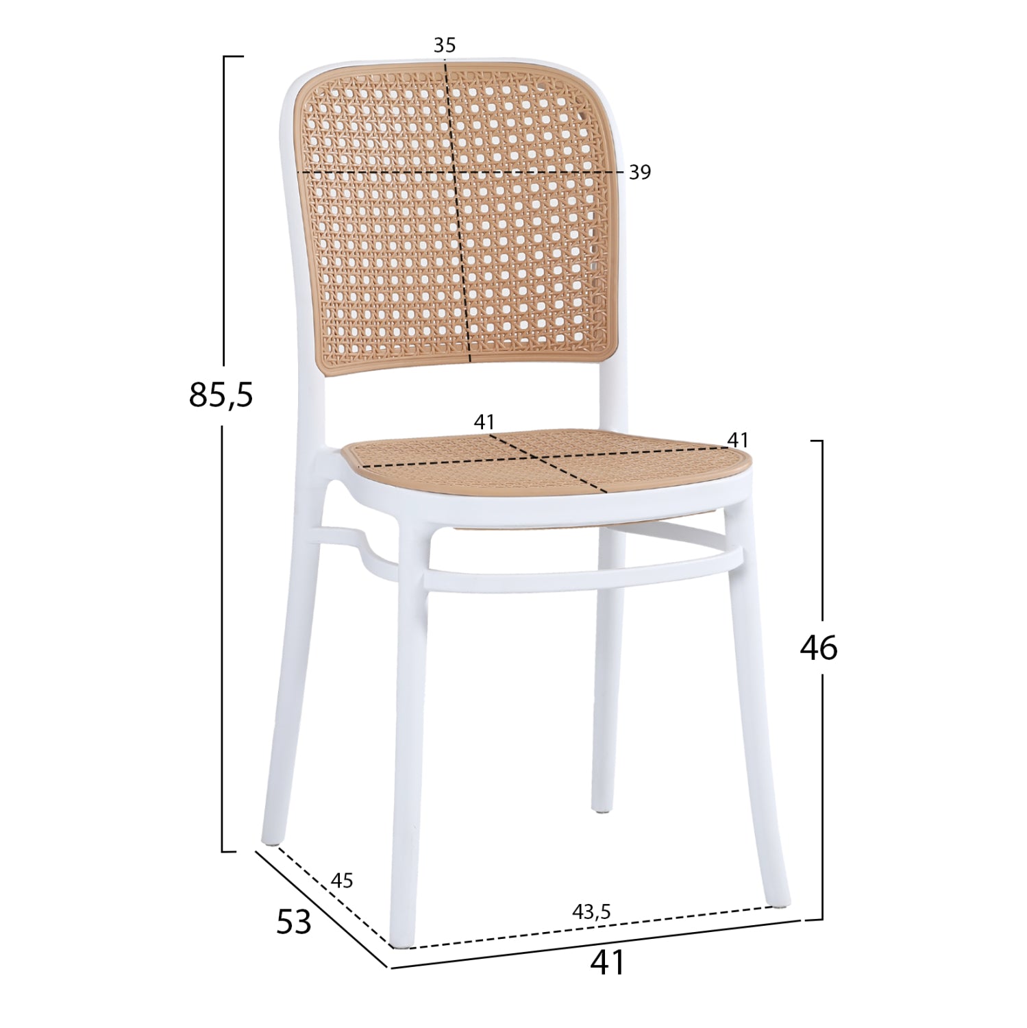 CHAIR POLYPROPYLENE FLOW HM5937.01 WHITE WITH BEIGE SEAT AND BACKREST 41x53x85.5Hcm.