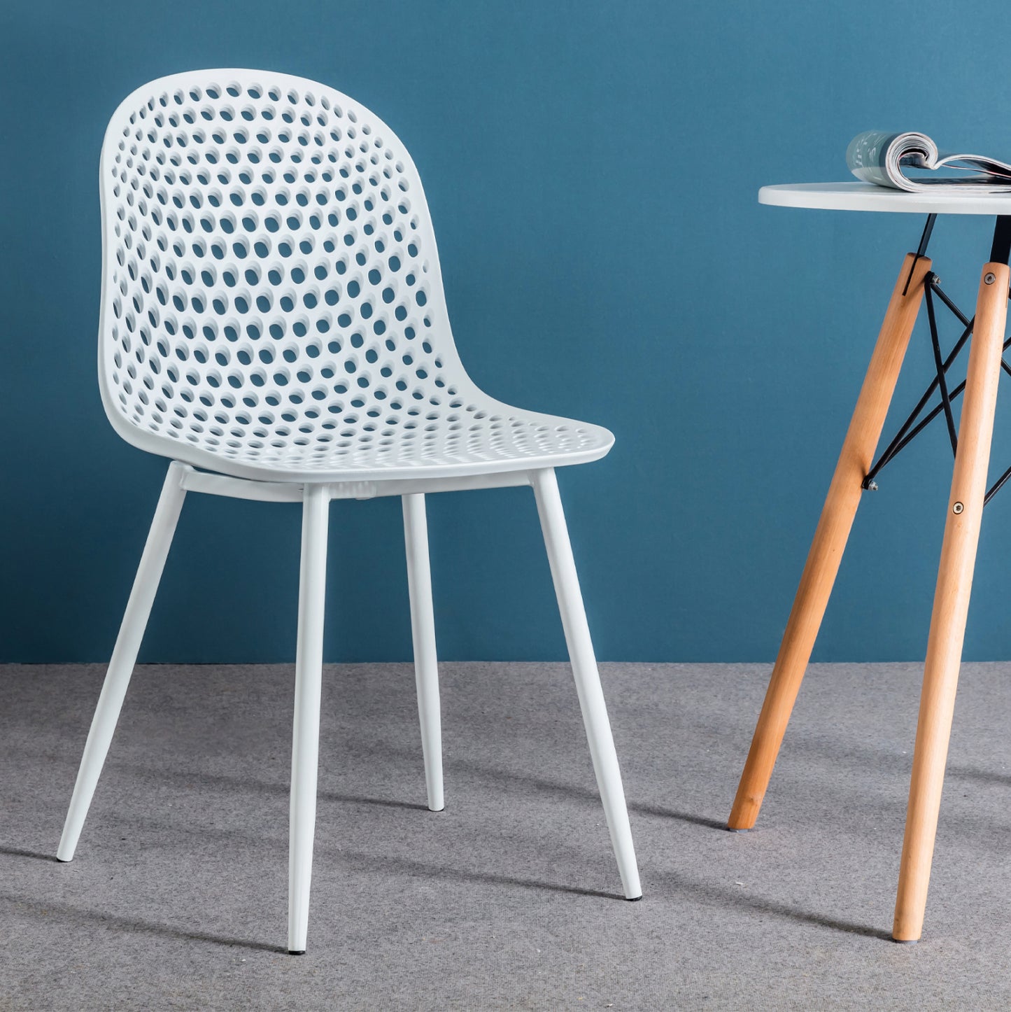 Polypropylene Armchair Milana HM8512.01 White with Metallic Legs 47x58x84cm