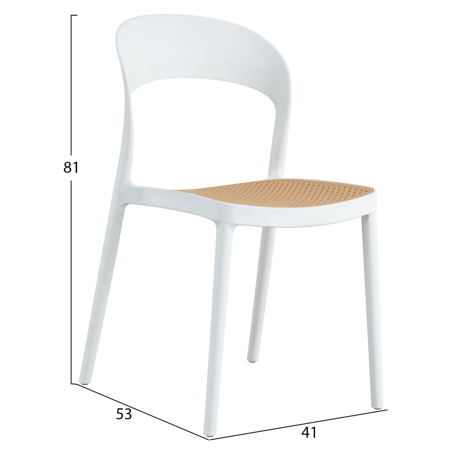 CHAIR POLYPROPYLENE CLEO HM5936.01 WHITE-BEIGE 41x53x81Hcm.
