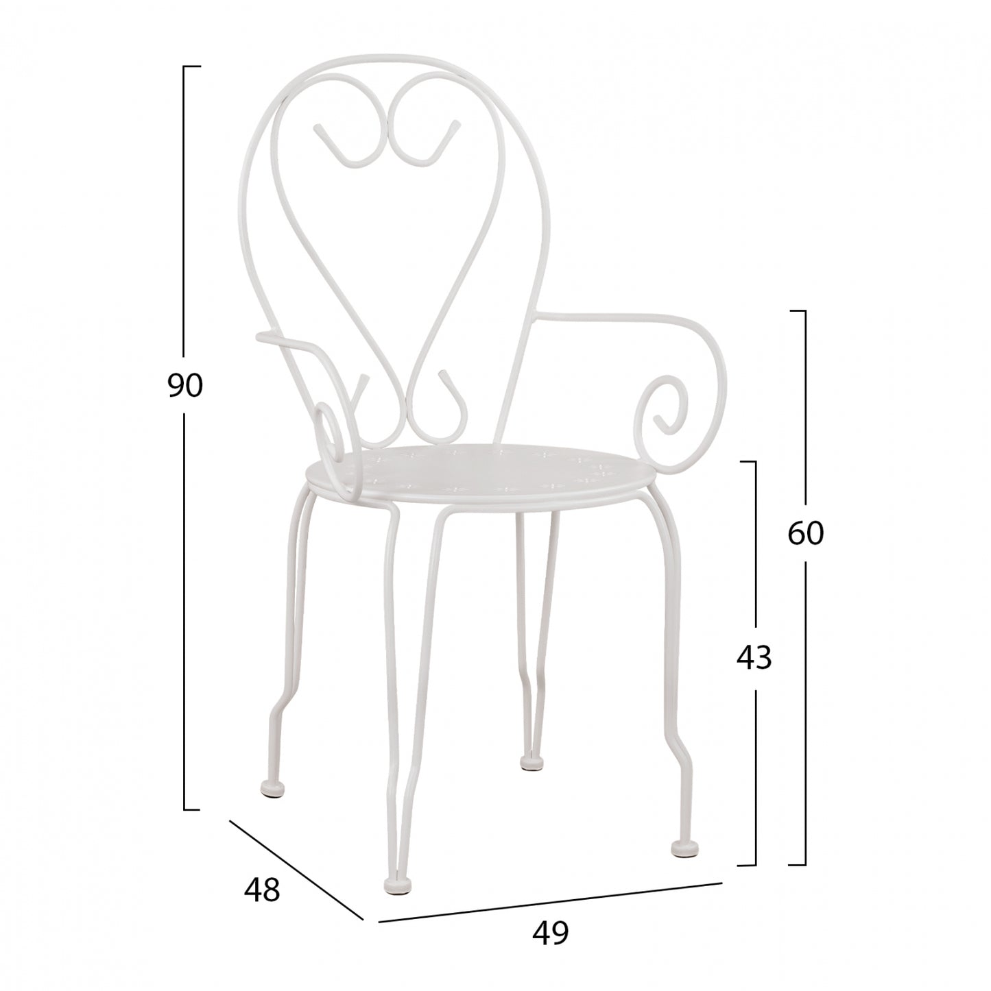 Metallic armchair Amore White HM5008.12 49x48x90 cm