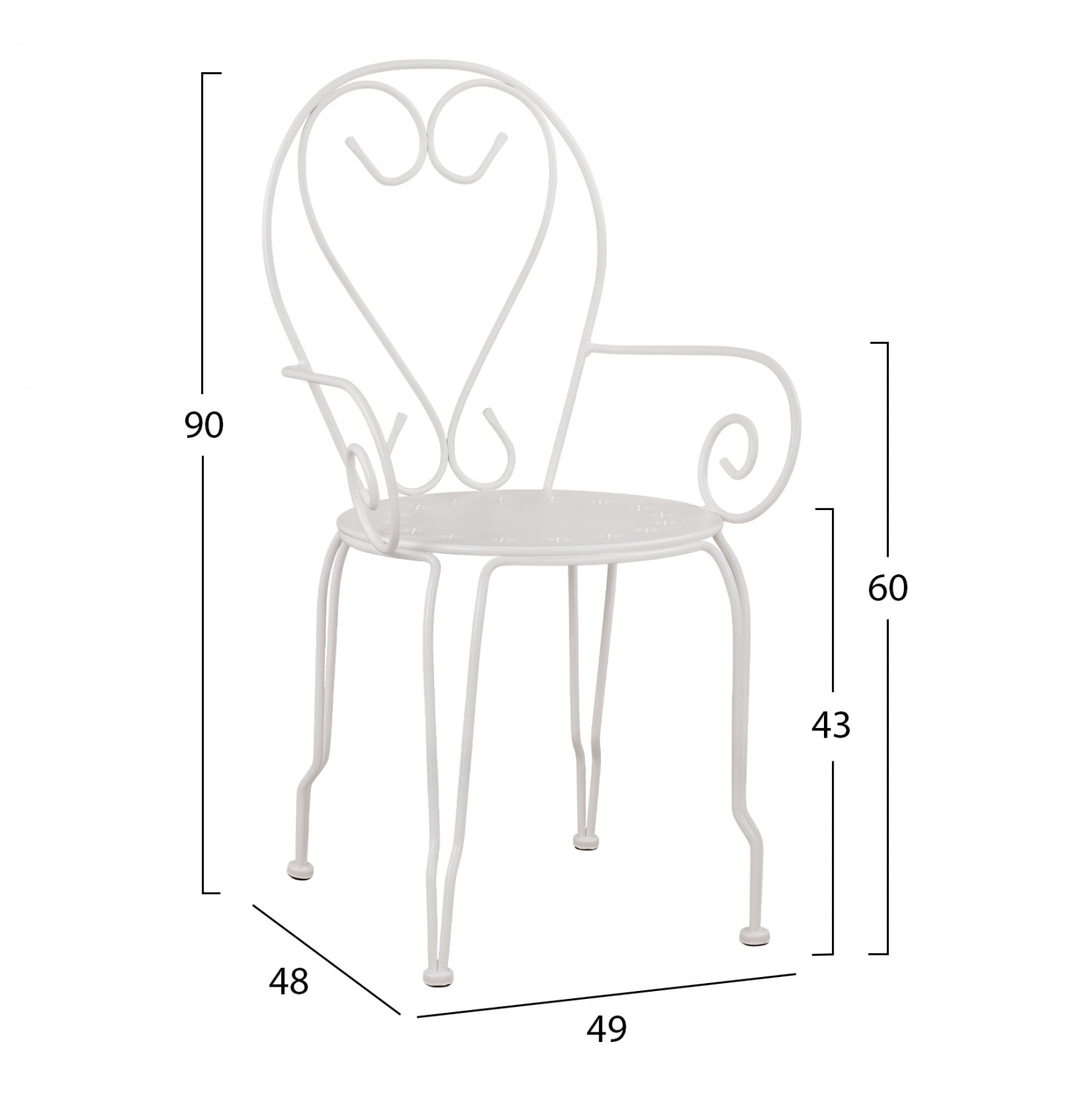 Metallic armchair Amore White HM5008.12 49x48x90 cm