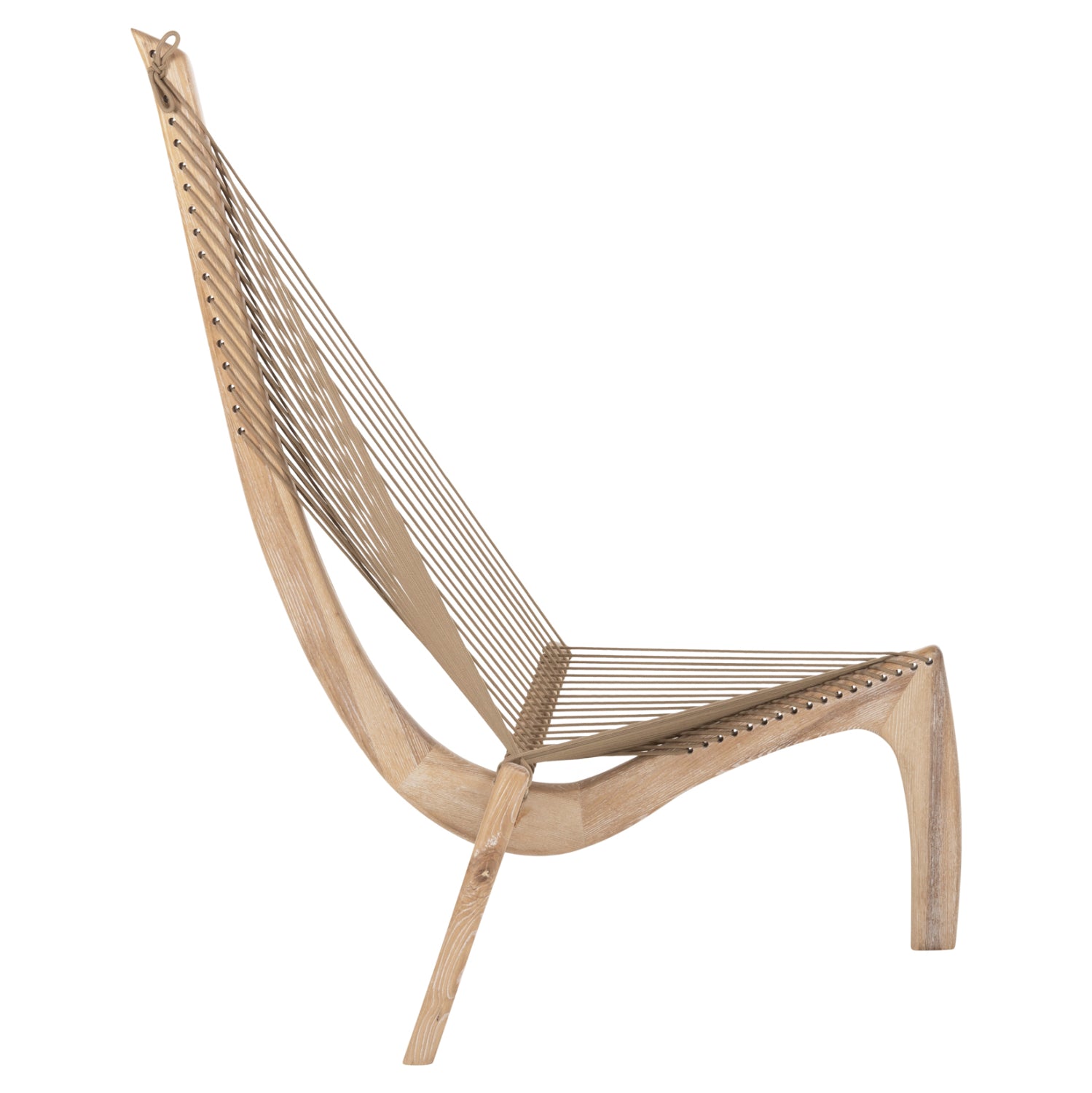 LOUNGE CHAIR HARP HM9861 ASH WOOD FRAME AND SYNTHETIC ROPE IN NATURAL COLOR 85x101,5x128,5Hcm.
