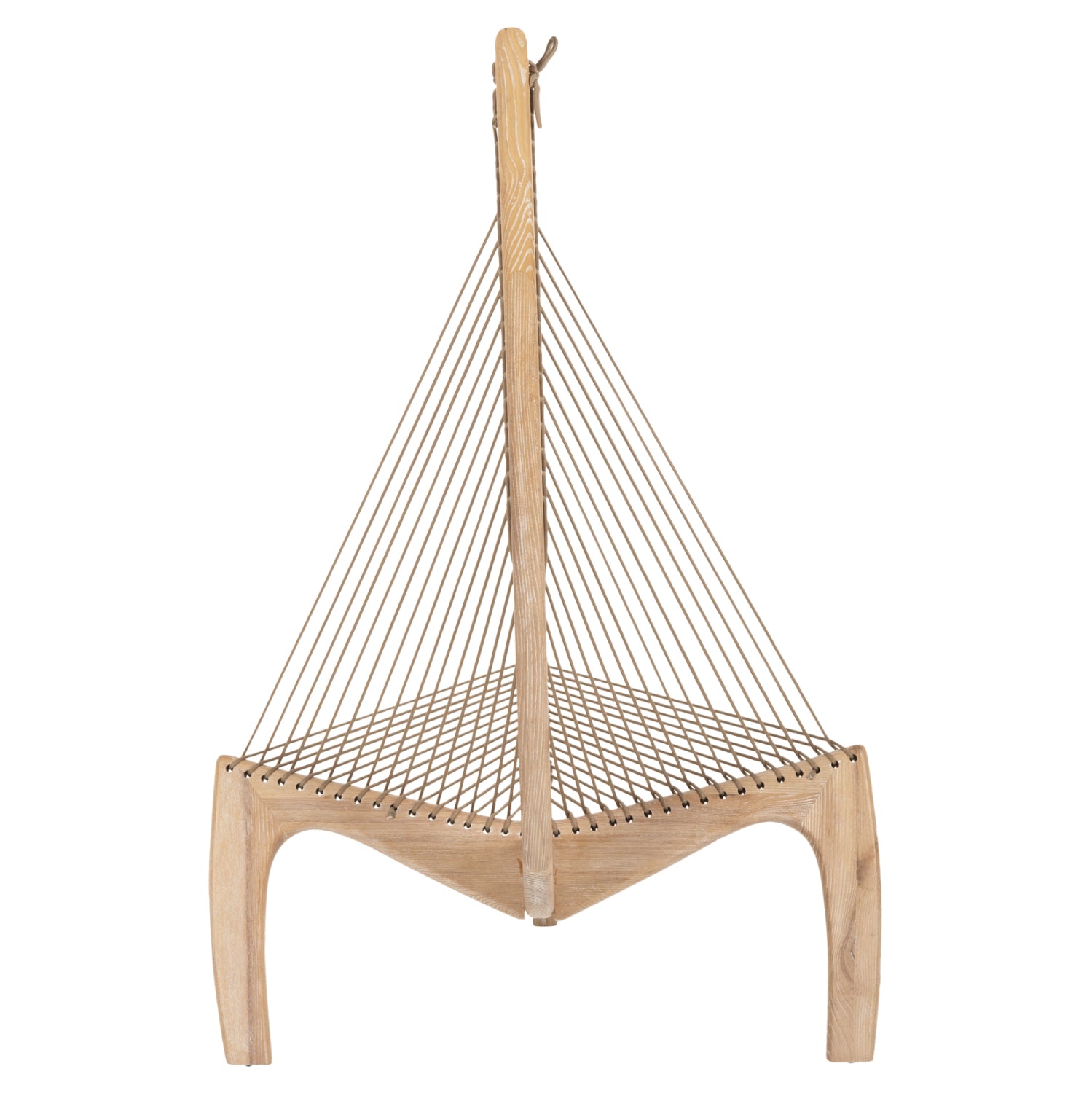 LOUNGE CHAIR HARP HM9861 ASH WOOD FRAME AND SYNTHETIC ROPE IN NATURAL COLOR 85x101,5x128,5Hcm.