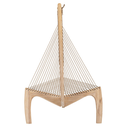 LOUNGE CHAIR HARP HM9861 ASH WOOD FRAME AND SYNTHETIC ROPE IN NATURAL COLOR 85x101,5x128,5Hcm.