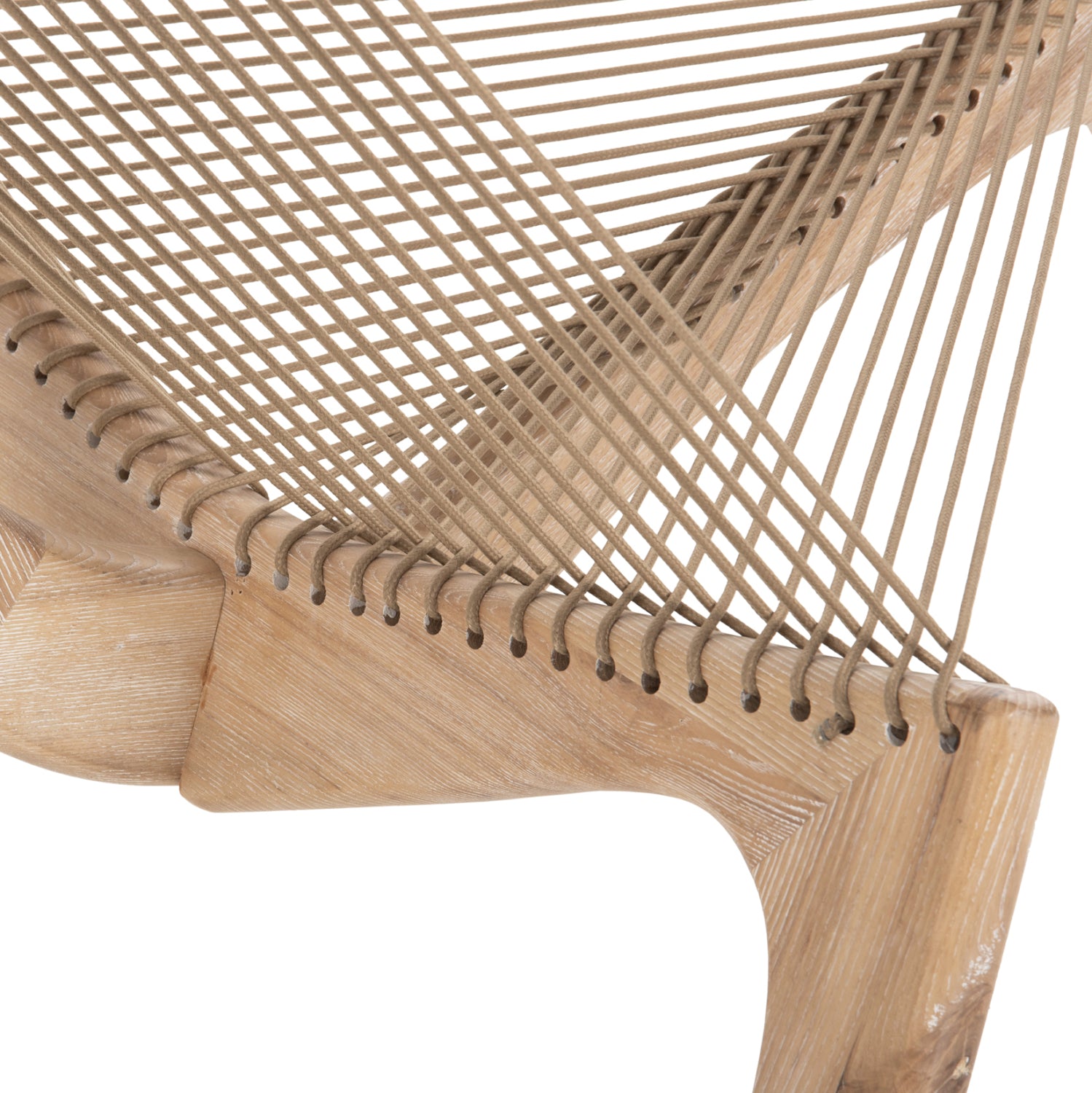LOUNGE CHAIR HARP HM9861 ASH WOOD FRAME AND SYNTHETIC ROPE IN NATURAL COLOR 85x101,5x128,5Hcm.