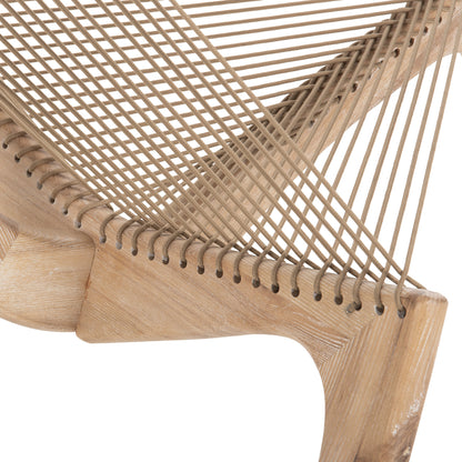 LOUNGE CHAIR HARP HM9861 ASH WOOD FRAME AND SYNTHETIC ROPE IN NATURAL COLOR 85x101,5x128,5Hcm.