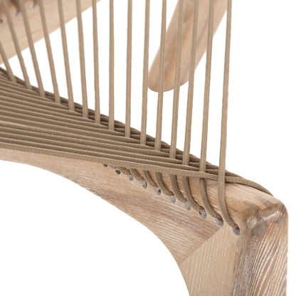 LOUNGE CHAIR HARP HM9861 ASH WOOD FRAME AND SYNTHETIC ROPE IN NATURAL COLOR 85x101,5x128,5Hcm.