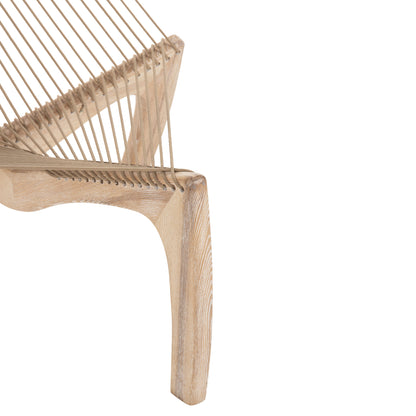 LOUNGE CHAIR HARP HM9861 ASH WOOD FRAME AND SYNTHETIC ROPE IN NATURAL COLOR 85x101,5x128,5Hcm.