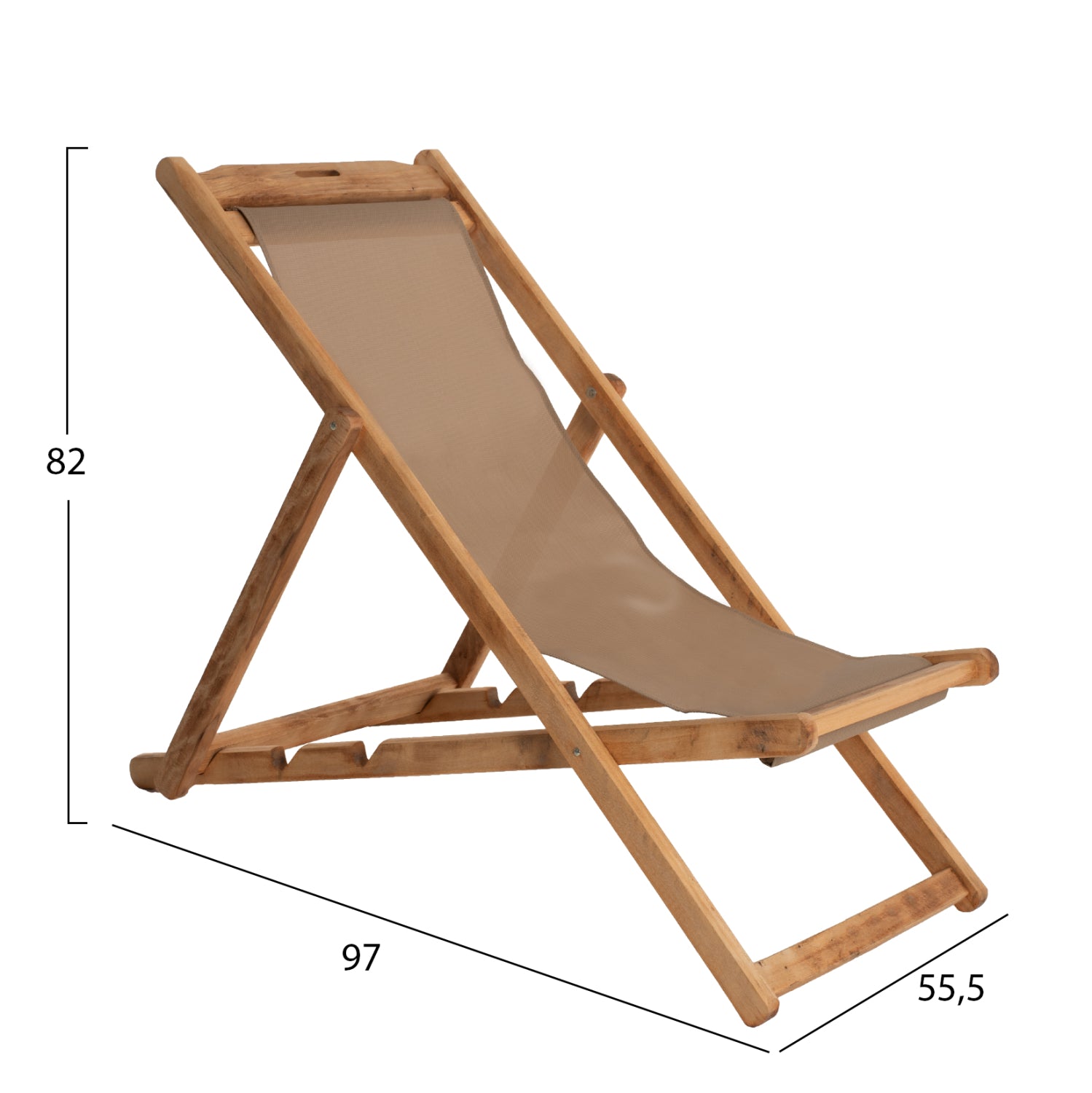 FOLDING BEACH CHAIR LIMNOS HM11765.05 BEECH WOOD NATURAL COLOR NO ARMS TEXTLINE FABRIC MOCHA COLOR