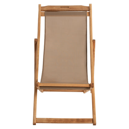 FOLDING BEACH CHAIR LIMNOS HM11765.05 BEECH WOOD NATURAL COLOR NO ARMS TEXTLINE FABRIC MOCHA COLOR