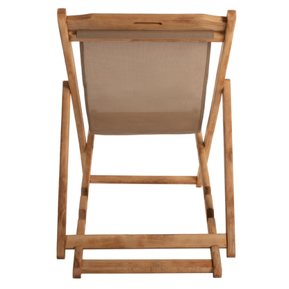 FOLDING BEACH CHAIR LIMNOS HM11765.05 BEECH WOOD NATURAL COLOR NO ARMS TEXTLINE FABRIC MOCHA COLOR
