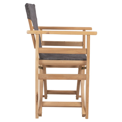 Director's chair Limnos Natural impregnation with grey textline HM10543.10 57x54x88.5 cm.