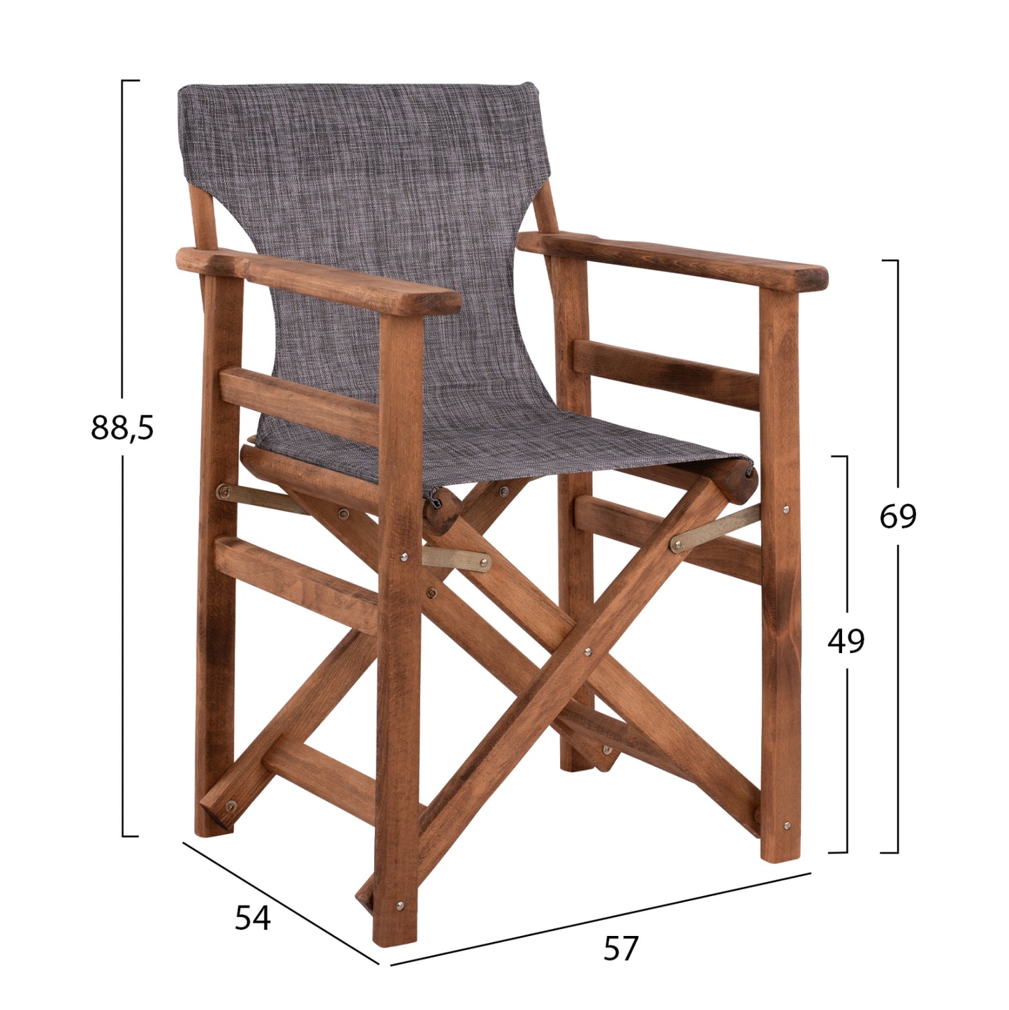 Director's chair Limnos Walnut with textline Grey HM10368.10