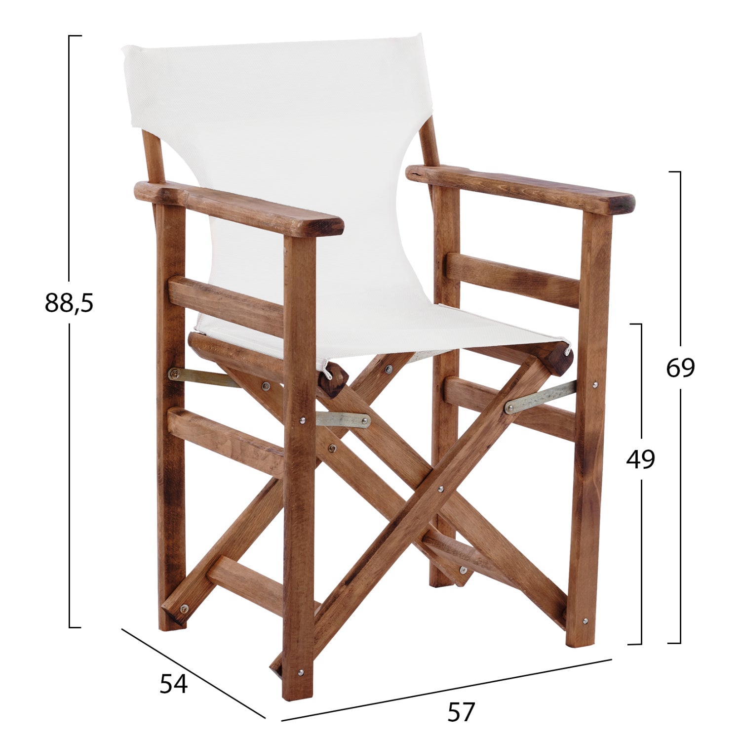 Director's chair Limnos Walnut cream textline HM10368.60 57X54X88,5 cm