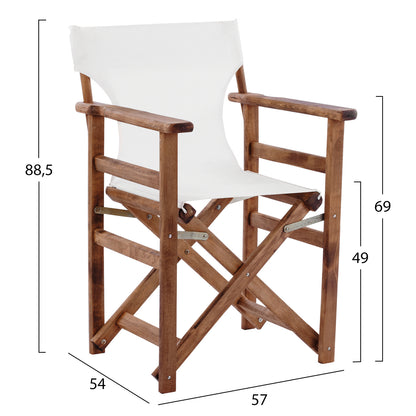Director's chair Limnos Walnut cream textline HM10368.60 57X54X88,5 cm