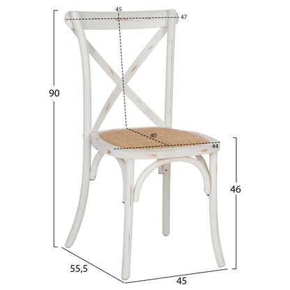 Chair Owen Stackable Wooden from Beech wood White Wash Color with crossed back HM8575.04 45x55,5x90 cm