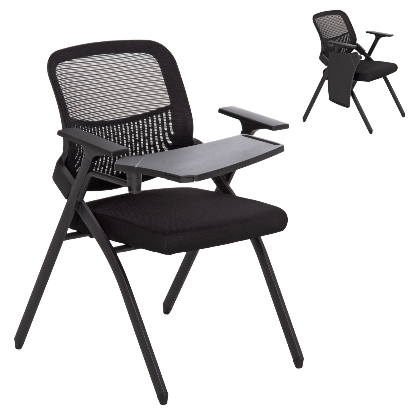 CONFERENCE CHAIR FOLDABLE WITH WRITING BOARD DENO HM1209.01 MESH FABRIC BLACK 65x63x82Hcm