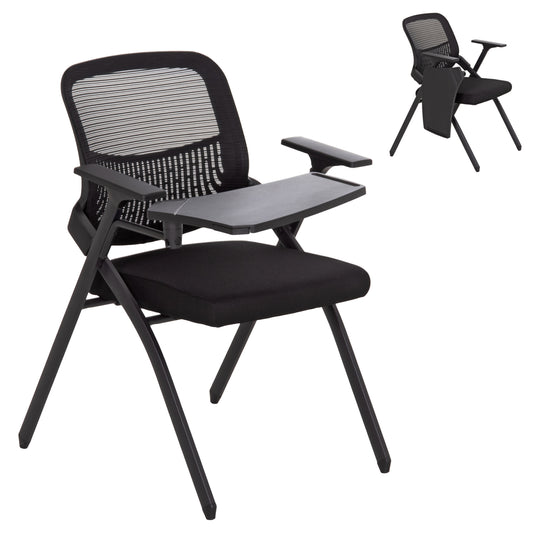 CONFERENCE CHAIR FOLDABLE WITH WRITING BOARD DENO HM1209.01 MESH FABRIC BLACK 65x63x82Hcm