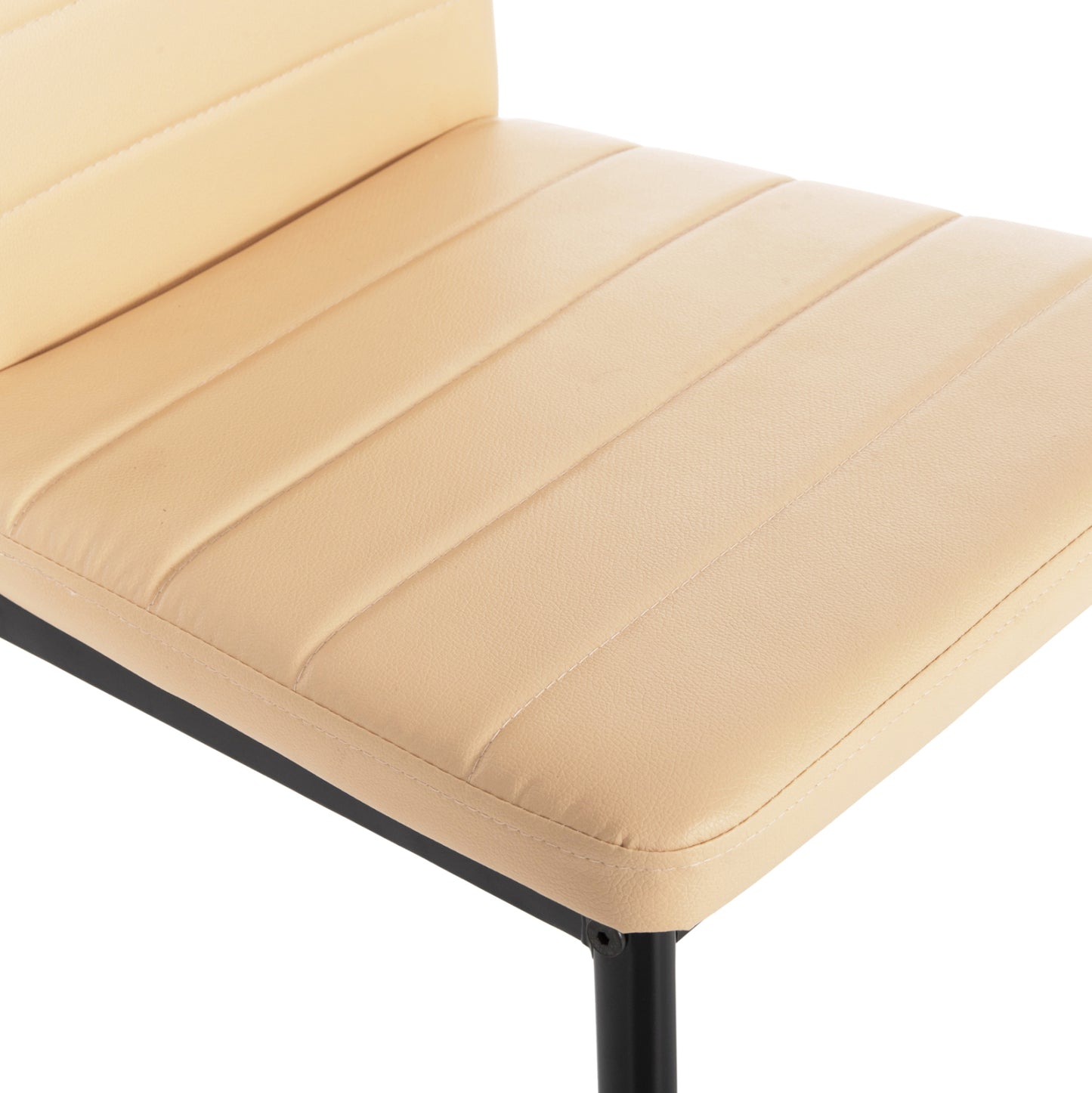 DINING CHAIR LADY HM0037.25 CREAM WHITE PU-BLACK METAL FRAME K/D 42x44x95Hcm