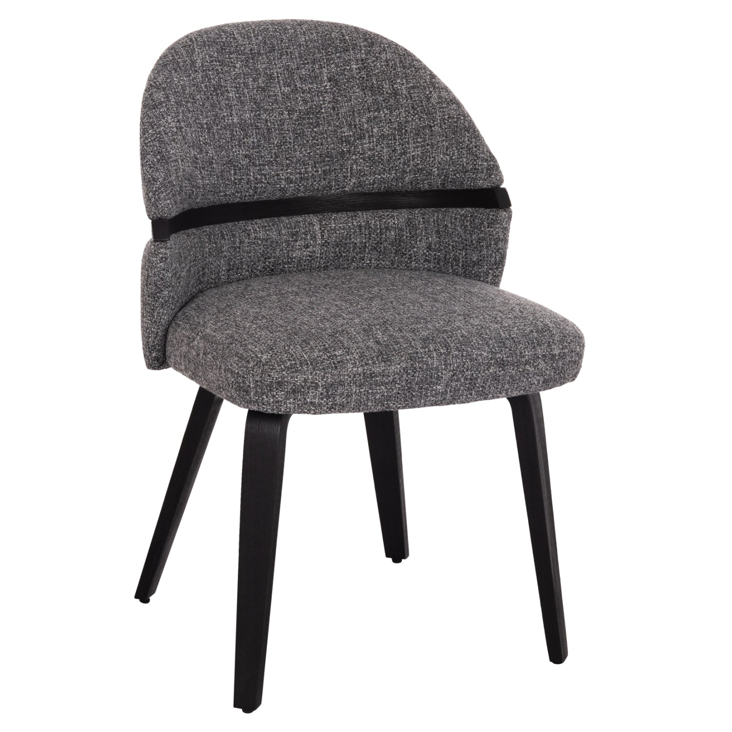 DINING CHAIR DEKKER HM18249.02 PLYWOOD IN BLACK--FABRIC IN GREY 50x60x80Hcm.