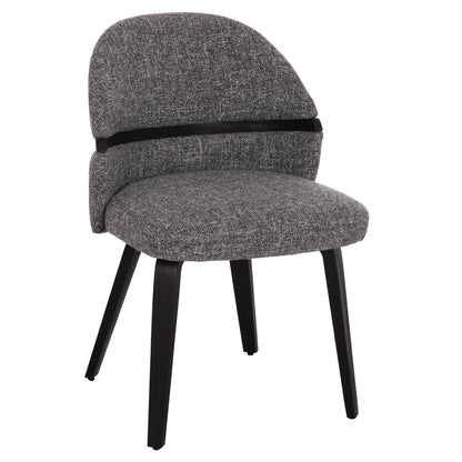 DINING CHAIR DEKKER HM18249.02 PLYWOOD IN BLACK--FABRIC IN GREY 50x60x80Hcm.