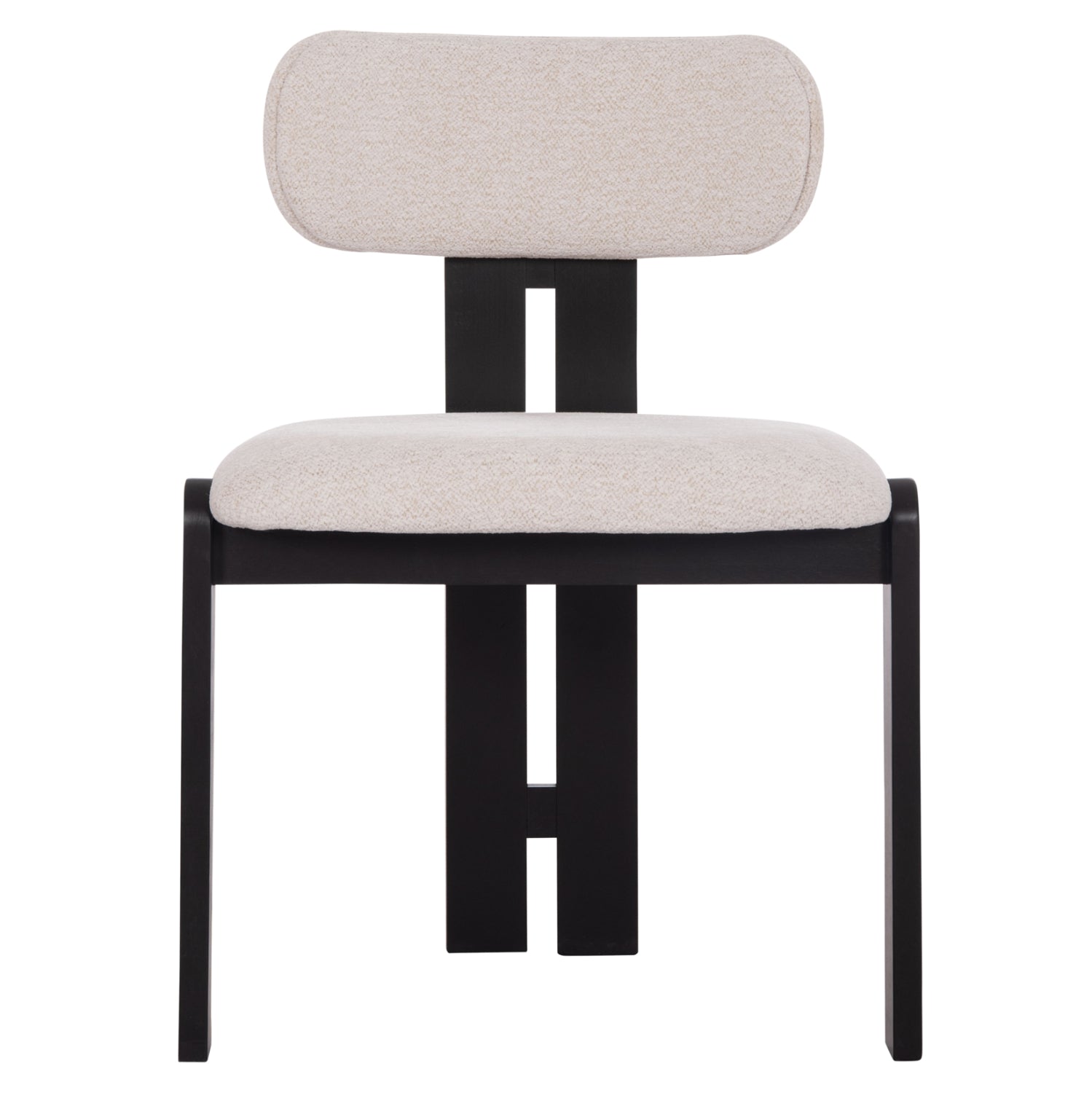 DINING CHAIR KARVO HM18252.02 FABRIC IN CREAM WHITE--WOOD IN BLACK 57x50x78.5Hcm.