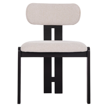 DINING CHAIR KARVO HM18252.02 FABRIC IN CREAM WHITE--WOOD IN BLACK 57x50x78.5Hcm.