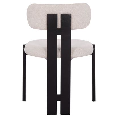 DINING CHAIR KARVO HM18252.02 FABRIC IN CREAM WHITE--WOOD IN BLACK 57x50x78.5Hcm.