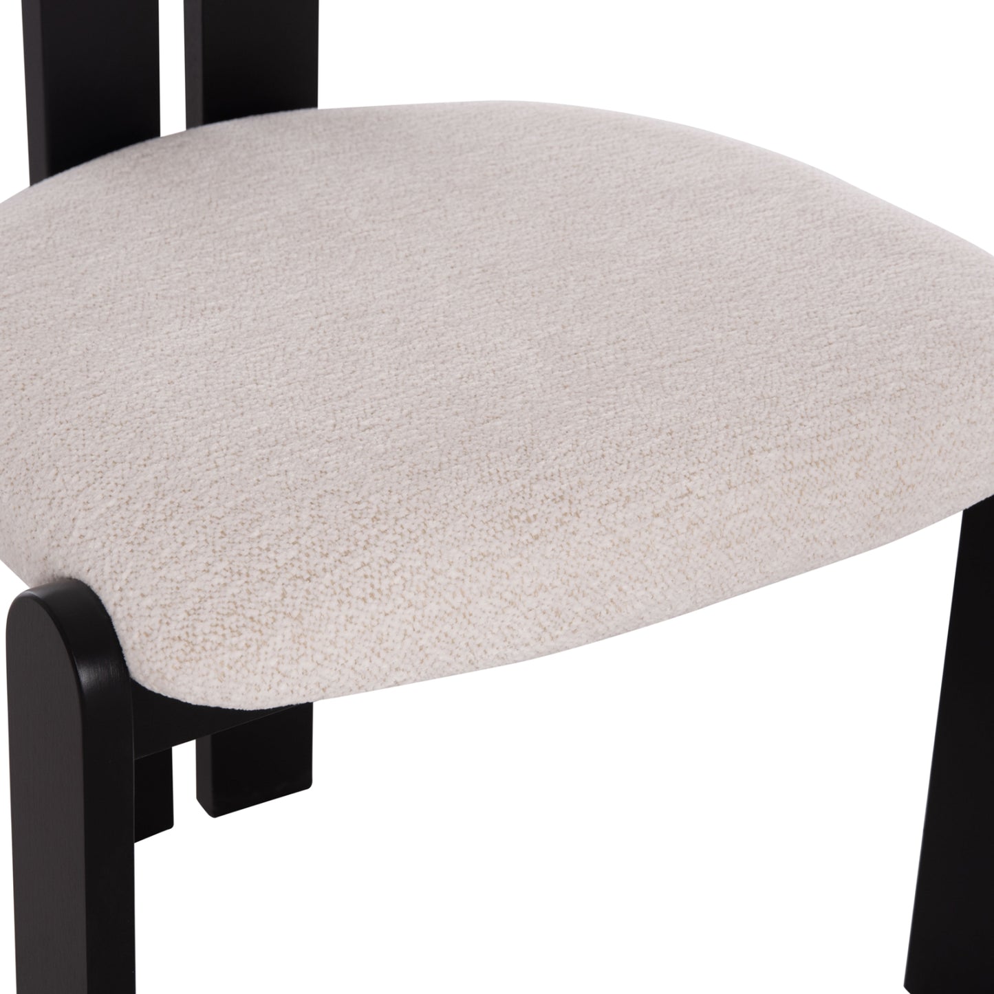 DINING CHAIR KARVO HM18252.02 FABRIC IN CREAM WHITE--WOOD IN BLACK 57x50x78.5Hcm.