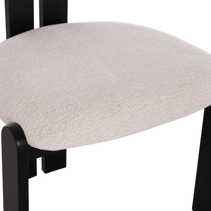 DINING CHAIR KARVO HM18252.02 FABRIC IN CREAM WHITE--WOOD IN BLACK 57x50x78.5Hcm.