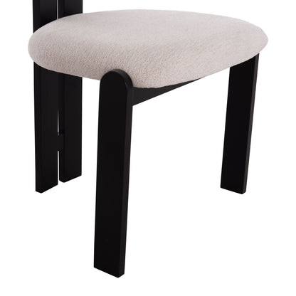 DINING CHAIR KARVO HM18252.02 FABRIC IN CREAM WHITE--WOOD IN BLACK 57x50x78.5Hcm.