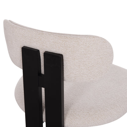 DINING CHAIR KARVO HM18252.02 FABRIC IN CREAM WHITE--WOOD IN BLACK 57x50x78.5Hcm.