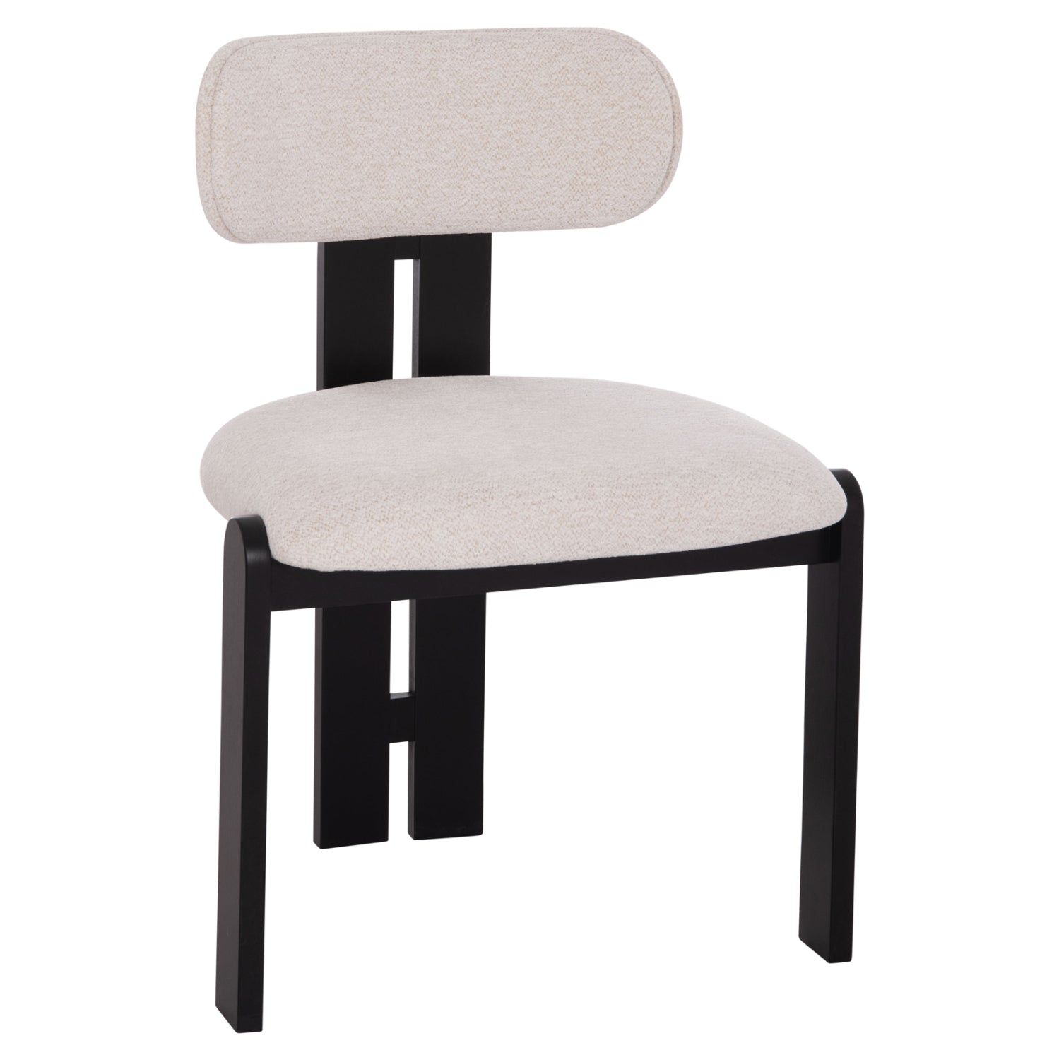 DINING CHAIR KARVO HM18252.02 FABRIC IN CREAM WHITE--WOOD IN BLACK 57x50x78.5Hcm.