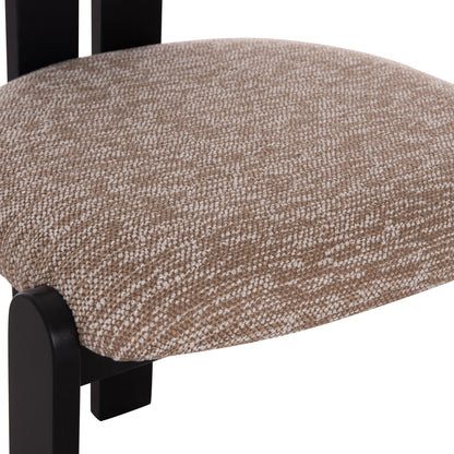 DINING CHAIR KARVO HM18252.03 FABRIC IN BROWN--WOOD IN BLACK 57x50x78.5Hcm.