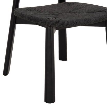 DINING CHAIR OSORIO HM18335.02 RUBBERWOOD & ROPE IN BLACK 51x55x74Hcm.