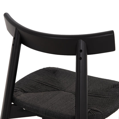 DINING CHAIR OSORIO HM18335.02 RUBBERWOOD & ROPE IN BLACK 51x55x74Hcm.