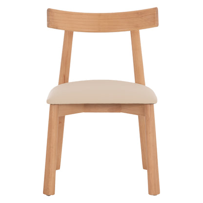 DINING CHAIR OSORIO HM18335.11 RUBBERWOOD IN NATURAL-ECRU PU 51x55x74Hcm.