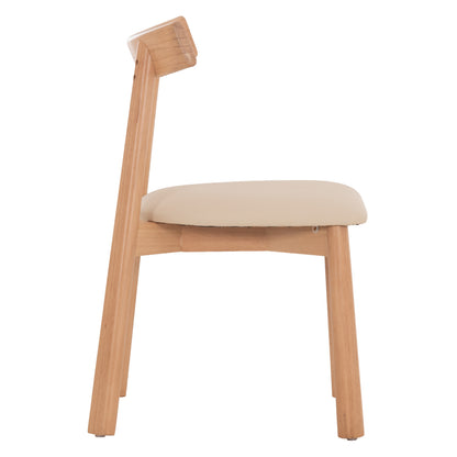 DINING CHAIR OSORIO HM18335.11 RUBBERWOOD IN NATURAL-ECRU PU 51x55x74Hcm.