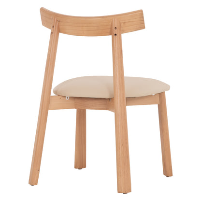 DINING CHAIR OSORIO HM18335.11 RUBBERWOOD IN NATURAL-ECRU PU 51x55x74Hcm.