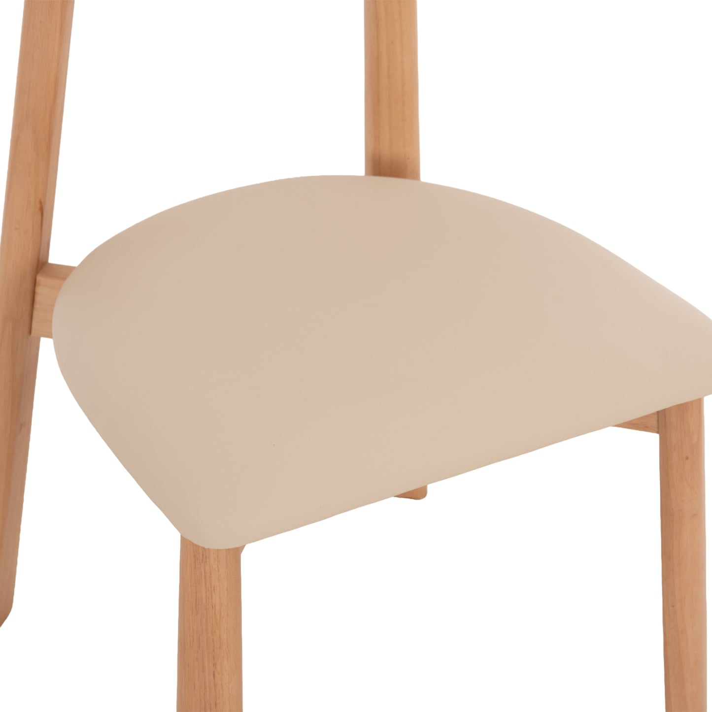 DINING CHAIR OSORIO HM18335.11 RUBBERWOOD IN NATURAL-ECRU PU 51x55x74Hcm.