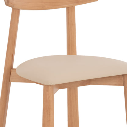 DINING CHAIR OSORIO HM18335.11 RUBBERWOOD IN NATURAL-ECRU PU 51x55x74Hcm.